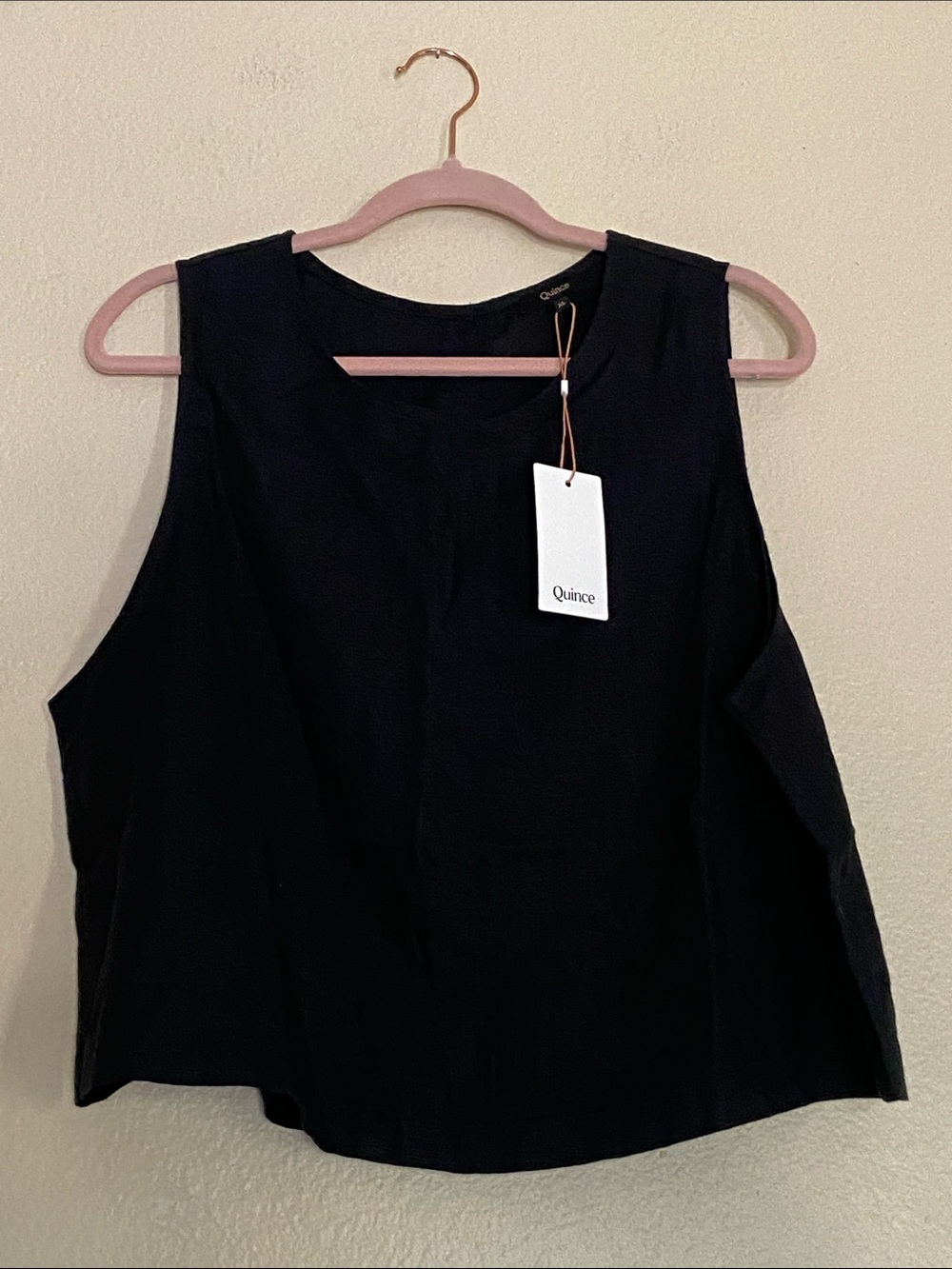 Quince NWT 100% European Linen Cropped Tank, Black Size XL